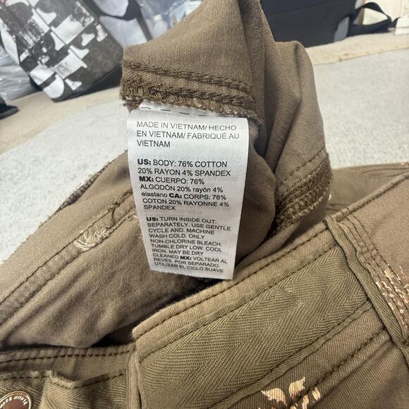 White House Black Market Pants Womens 10L Straight Crop Brown Metallic Print - Picture 7 of 13